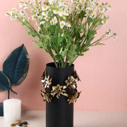 Tayhaa Black & Gold Metal Flower Vase-image-33