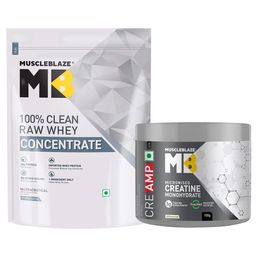 MuscleBlaze Raw Whey Protein 2.2 lb Unflavoured & Creatine Monohydrate CreAMP 100g Combo-13