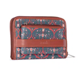 ZOUK Classic Blue Printed Small Zip Around Wallet for Women image 2