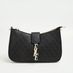 Elle Black Textured Sling Handbag-image-20