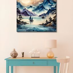OLIVE TREE Blue & Brown Canvas Floral and Botanical Wall Paintings-picture-27