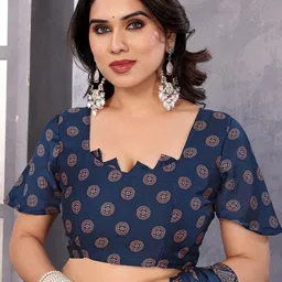 FABMORA Embellished Poly Chiffon Block Print Saree image 5