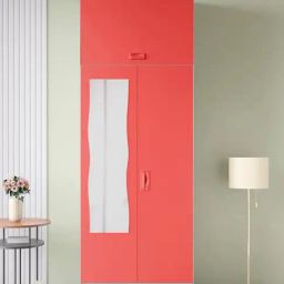 Godrej Interio Slimline White Hot Coral Matte Metal 4 Shelves Almirah-image-13