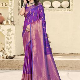 SANGAM PRINTS Ethnic Motifs Woven Design Zari Tussar Saree-image-61