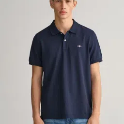 GANT Blue Regular Fit Solid Polo T-Shirt-picture-20