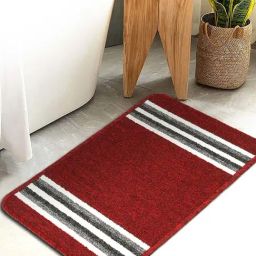 Hosta Homes Red & Grey Cotton Water Absorbent Anti Skid Multipurpose Mat-45