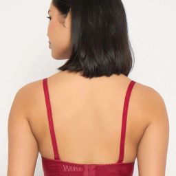 Clovia Maroon Regular Fit Self Pattern Bra image 2