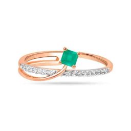 Mia By Tanishq Nature's Finest 14k Rose Gold Enchanted Dream Green Onyx Diamond Ring-image-55