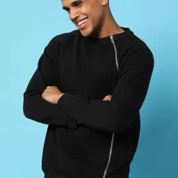 Campus Sutra Black Cotton Regular Fit Sweatshirt-picture-6