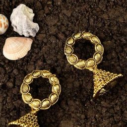 Fida Gold Ethnic Traditional Gold Tempe Jhumki Earrings-image-0