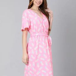 Oxolloxo Pink Printed A Line Dress-picture-18