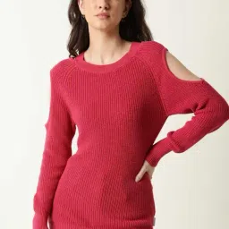 RAREISM Pink Cotton Solid Sweater-picture-49
