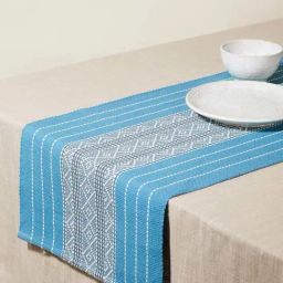 Fabindia Saumya Blue Cotton Small Runner-image-48