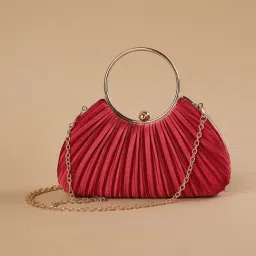 Code by Lifestyle Red Textured Box Clutch-image-6