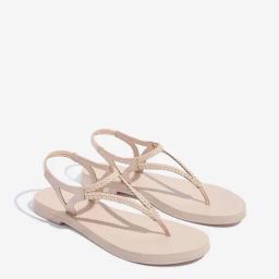 LUNA BLU by Westside Light Pink Braided Thong-Strap Sandals-image-45