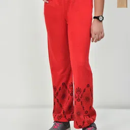 BAESD Girls Pack Of 2 Floral Printed Knitted Palazzos Pants for Winter-image-13