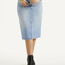 Levi's Light Blue Cotton Regular Fit Denim Skirt-picture-47