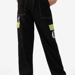 The Souled Store Black Blended Printed Regular Fit Cargo Jeans-image-79