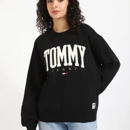 Tommy Hilfiger Black Regular Fit Logo Printed Sweatshirt-picture-17
