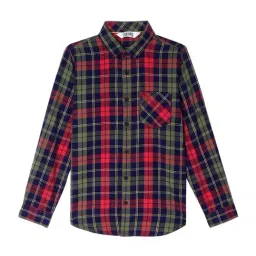 Cantabil Kids Red & Green Cotton Chequered Full Sleeves Shirt-picture-36