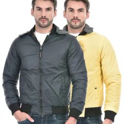 Lawman Pg3 Charcoal & Yellow Regular Fit Reversible Jacket-39