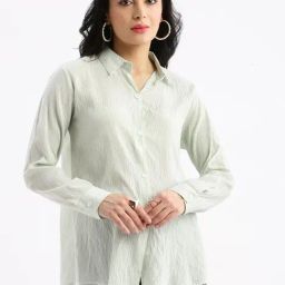 SHOWOFF Sea Green Slim Fit Shirt-image-0