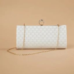 Code by Lifestyle White Textured Clutch-17
