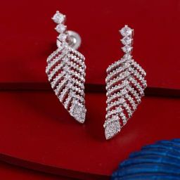 Kushal's Fashion Jewellery White Rhodium Polished Zircon Earring for Women-picture-39