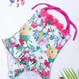 Bubble Berry Girls White Printed Swimsuit-picture-2