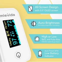 Mievida Finger Tip Pulse Oximeter with OLED Display, Hi or Low Spo2, Pulse Rate Indicator image 2
