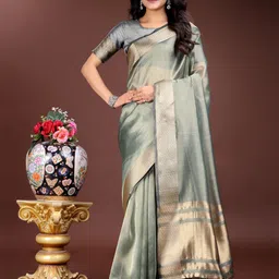 KALINI Woven Design Zari Organza Saree-image-26