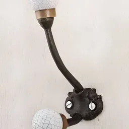 IndianShelf White Ceramic Crackle Door Hangers Wall Hook-image-94