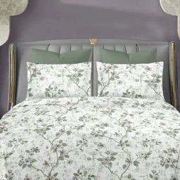 Ariana MILAN Grey & Green Cotton 200 TC Double Size Bedsheet With 2 Pillow Covers-image-83
