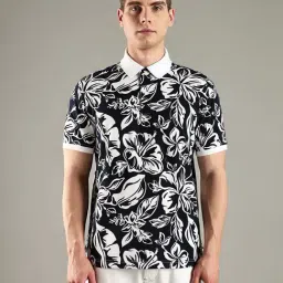 TOMMY HILFIGER Navy Printed Regular Fit Cotton Polo T-Shirt-picture-25