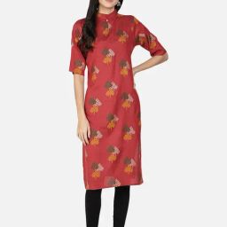Fabclub Maroon Printed Straight Kurta-image-99