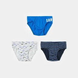 Fame Forever by Lifestyle Kids Blue & White Cotton Printed Briefs (Pack of 3)-image-20