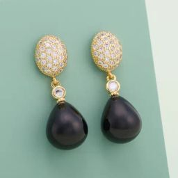 Kushal's Fashion Jewellery Black Gold Polished Zircon Earring for Women-picture-38