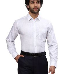 Raymond Blue Cotton Slim Fit Printed Shirt-image-82