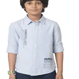 Under Fourteen Only Boys Blue Striped Full Sleeves Shirt-picture-41