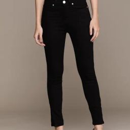 Label Ritu Kumar Black Mid Rise Solid Denim Jeans-image-80