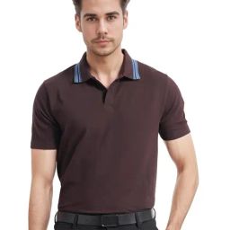 Rare Rabbit Brown Regular Fit Solid Polo T-Shirt-image-99