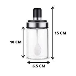 Femora Transparent Borosilicate Glass Spice Container with Spoon (250 ml) - Set of 1 image 3