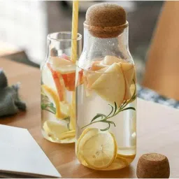 Femora Transparent Borosilicate Glass Container with Cork Lid (500 ml) - Set of 1 image 2
