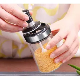 Femora Transparent Borosilicate Glass Spice Containers with Spoon (250 ml) - Set of 4 image 4