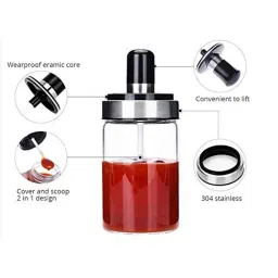Femora Transparent Borosilicate Glass Spice Containers with Spoon (250 ml) - Set of 4 image 5