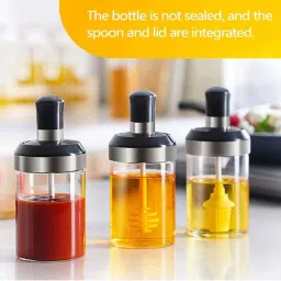 Femora Transparent Borosilicate Glass Honey Container with Dipper (250 ml) - Set of 1 image 4