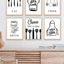Kotart Brown & White 6 Pieces Wooden Wall Arts-picture-18
