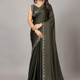A.V.M. SILK MILLS Embellished Border Beads and Stones Satin Saree-picture-39
