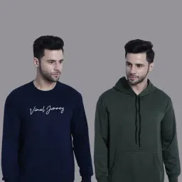 Vimal Jonney Navy & Olive Regular Fit Printed Sweatshirt - Pack of 2-picture-32