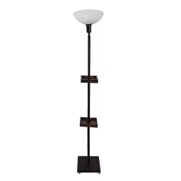 Sanded Edge Wood Style G Walnut Frappe Uplight Floor Lamp in Solid Wood with White Washable Acrylic-32